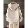 Knitted Stitching Cotton-padded Jacket Women's Fashion Loose Casual Mid-length Hooded Coat