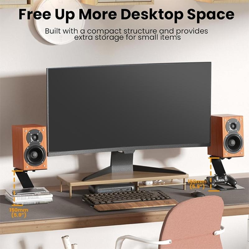 2 Stück Desktop-Lautsprecherständer Auskragende Lautsprecherhalterung Hochbelastbares Metall Regallautsprecher Erhöhungen Halter Langlebig