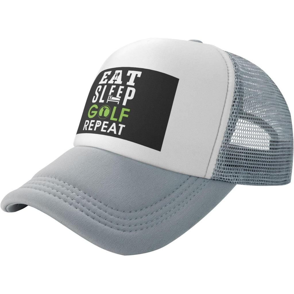 Eat Sleep Golf Repeat Trucker Hat Unisex Mesh Baseball Cap Breathable Adjustable Outdoors