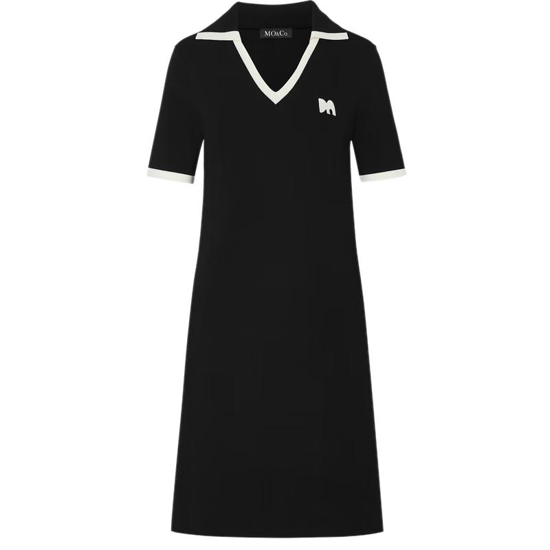 

MO&Co. French Chic Contrast Trim Polo V-neck Short Sleeve Dress S