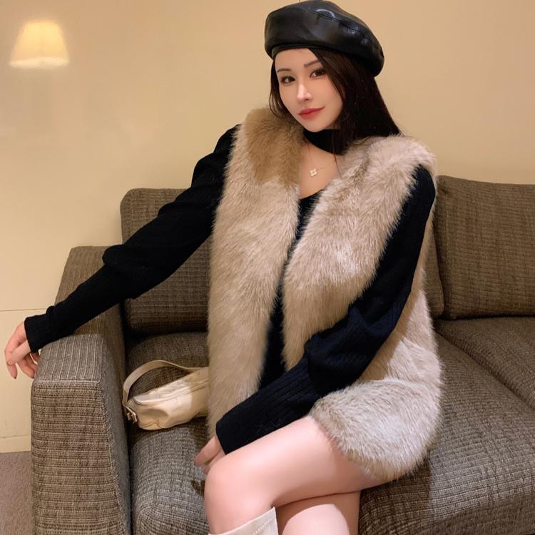Autumn Winter Faux Mink Fur Vest Coat for Women Fur Outerwear Ladies Casual Sleeveless Jacket