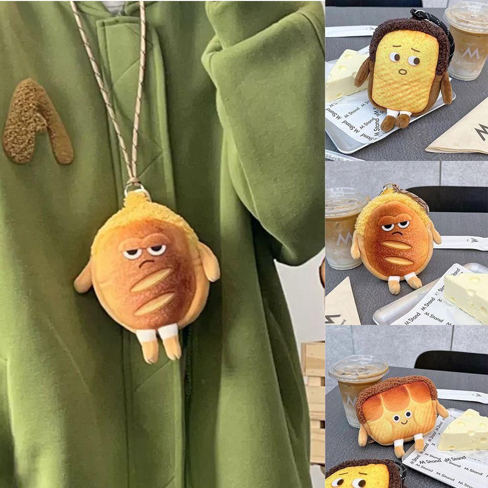 Bread Expression Coin Purse Toast Halter Small Bag Card Bag Plush Wallet  Gift