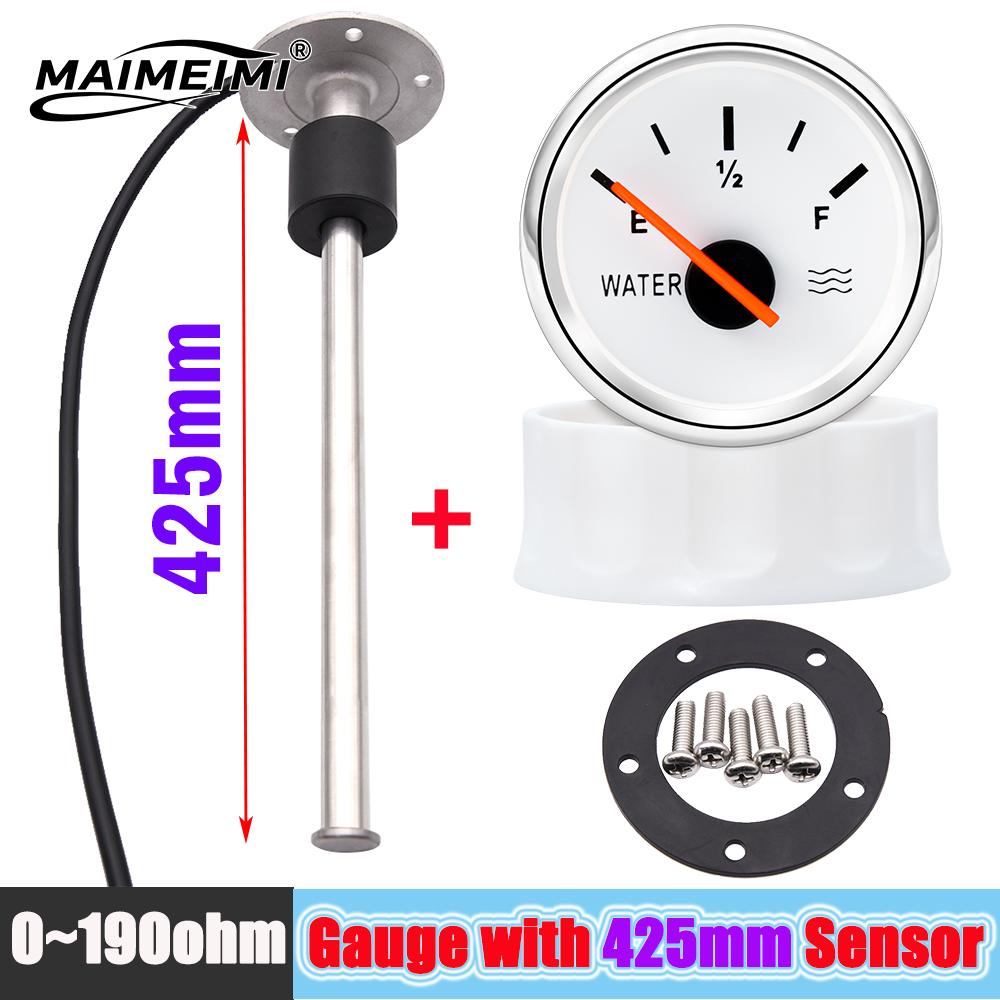 100-600mm Stainless Steel Marine Fuel Level Gauge Sensor Auto Red Color LED 0-190 Ohm Water Tank Meter Indicator for Car Boat