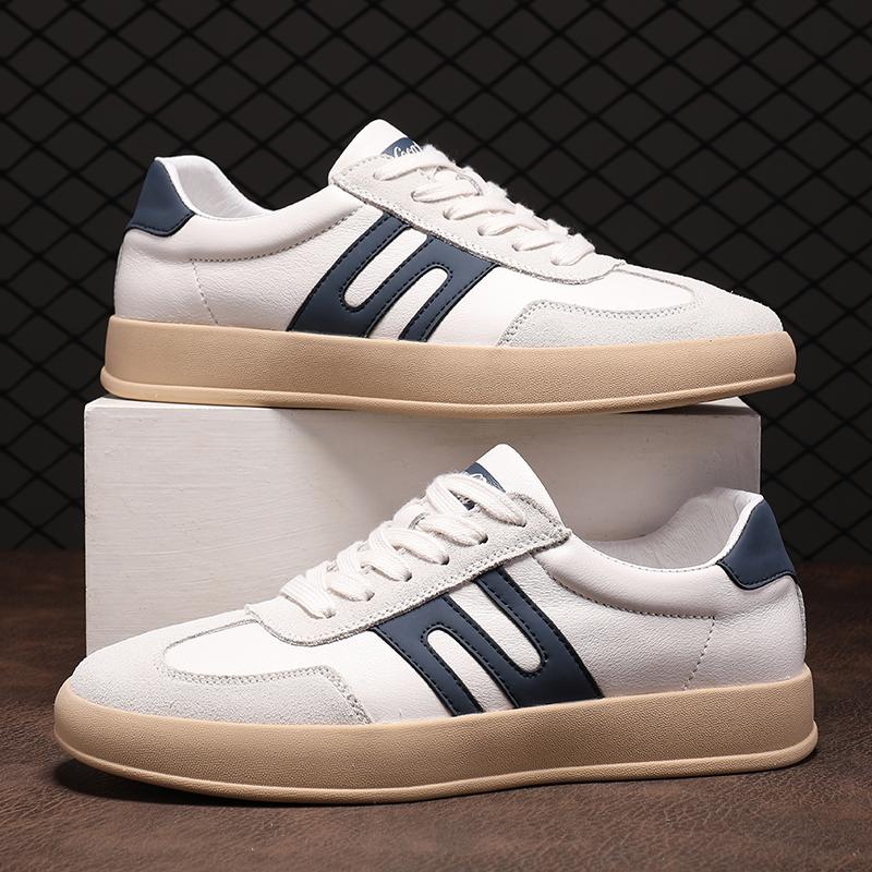 Fashion Men's Genuine Leather Casual Shoes Lace-Up Male Walking Sneakers Outdoor Sports Shoes for Men Comfortable Slip-Resistant Flats