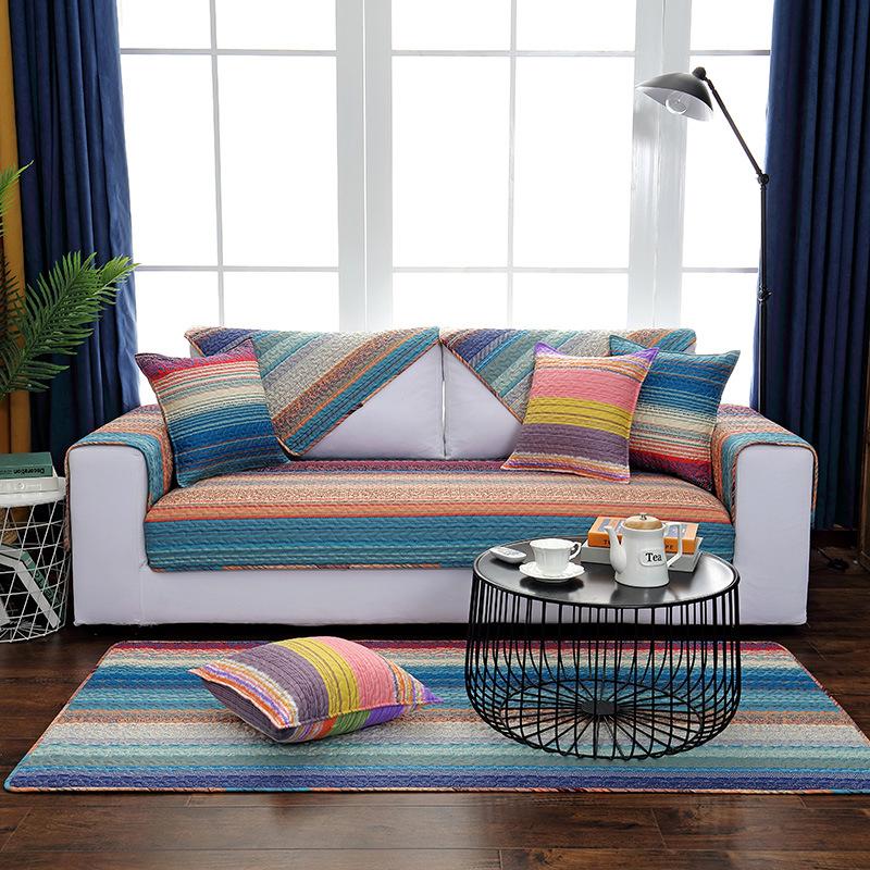 Four Seasons Twill Cotton Non-Slip Sofa Cushion Simple and Modern Fabric Craft Cushion Non-Slip Sofa Cover Cover