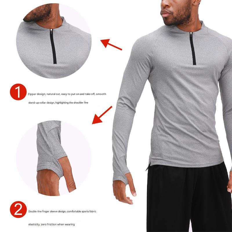 Men's Fitness Clothing Long Sleeve Quick-Dry Breathable Outdoor Running Compression Basketball Sports Tights Sportswear