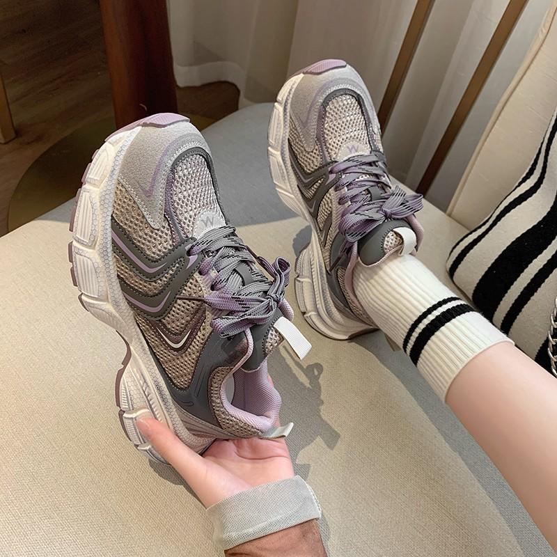 Dad Shoes Girl 2025 Autumn New Versatile Mesh Breathable Retro Niche Thick-soled Lightweight Casual Sneakers