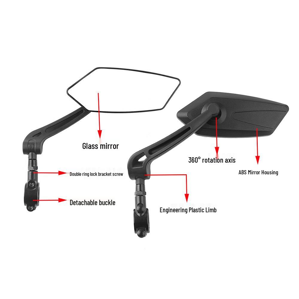 Adjustable 360° Rotating Foldable Mountain Bike Reflective Acrylic Mirror