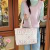 Quilted Quilted Cotton Large Capacity Shoulder Tote Bag Portable Commuter Bag Women's Spring New Student Class Bag