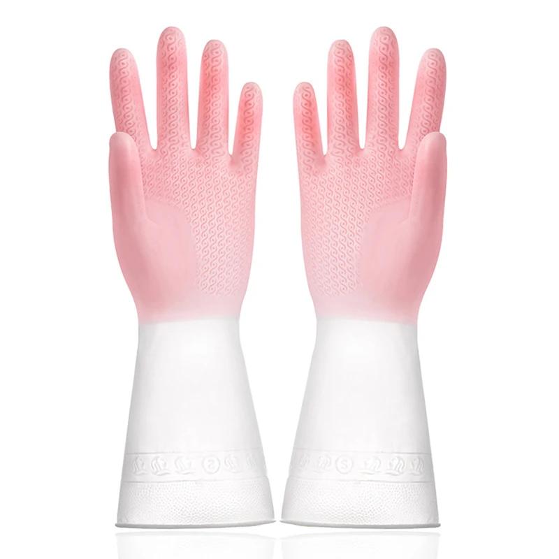 2Pcs Dishwashing Gloves Household Cleaning Tool Rubber Glove for Washing Clothes Magic Housework Kitchen Gloves Gradient Color