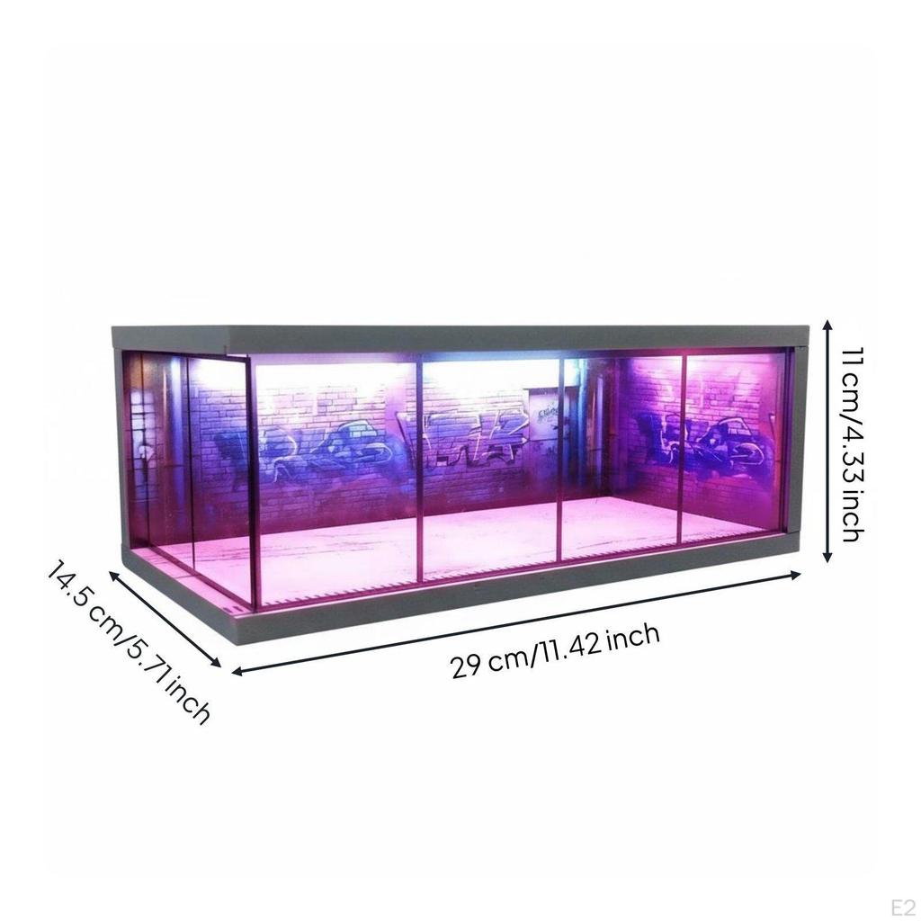Lighted Model Car Garage 1:64 Scale Display Case USB Powered LED Diorama Box for