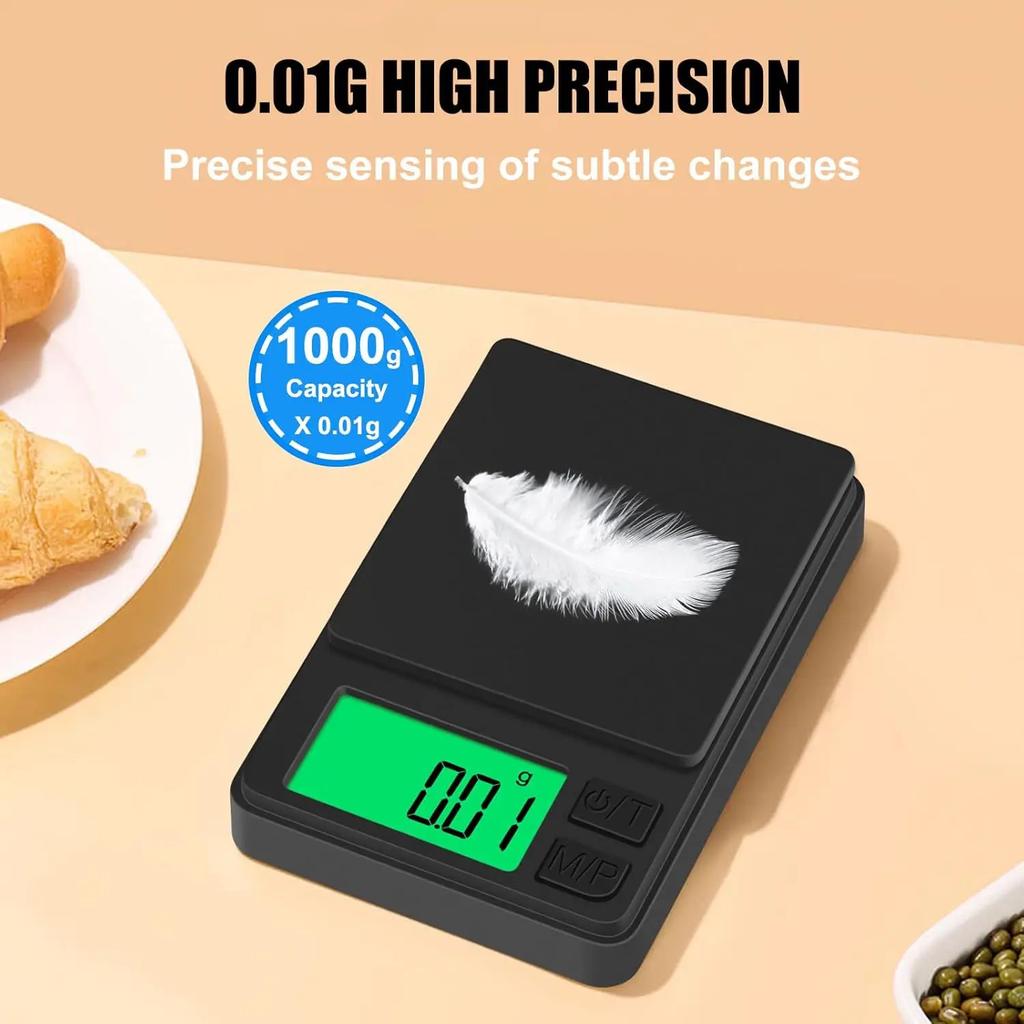 Präzisions-Taschenwaage 200g/500g/1000g X 0,01g - Digitale Gramm Lebensmittel Schmuck Unzen/Körner Waage Digitale Taschenwaage Mini-Waage Winzige Waage