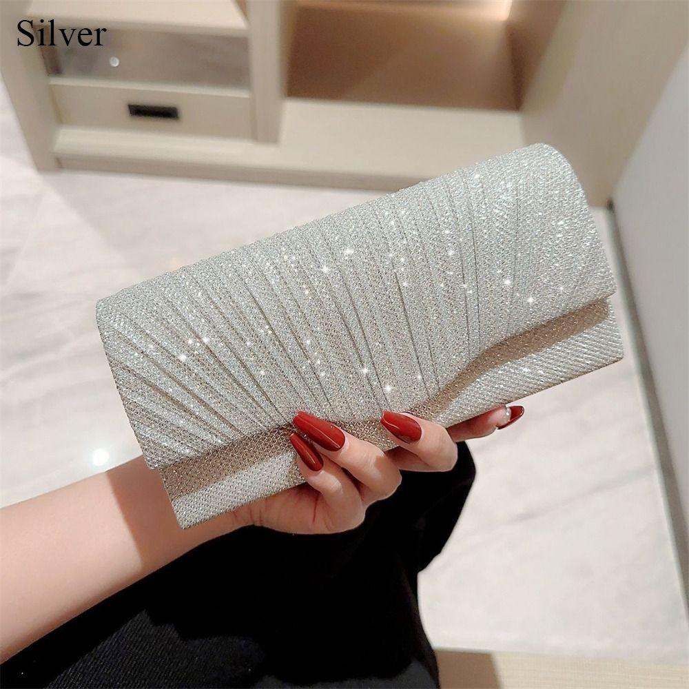 

Luxury Sequins Evening Bags Gold Silver Clutch Bag Chain Bags Women Ladies срібний