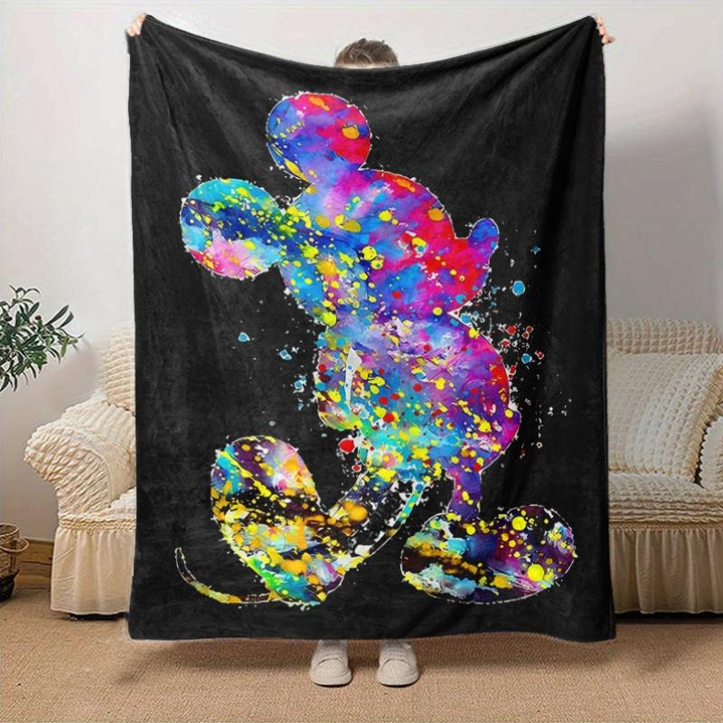 1pc, Mickey (2) Home Decor Flannel Blanket Perfect Gift for Bedroom, Living Room, Travel, Camping, Car