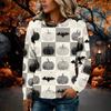 Women's Long Sleeve Flannel Top with Halloween Print for Fall Holiday