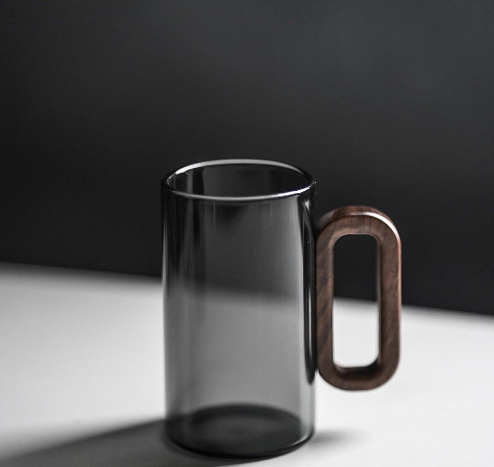 

Стеклянная чашка для воды 360 мл с деревянной ручкой, из высокоборосиликатного термостойкого стекла, кофейная кружка, домашняя чашка для молока и чая, офисная посуда для напитков 360ml