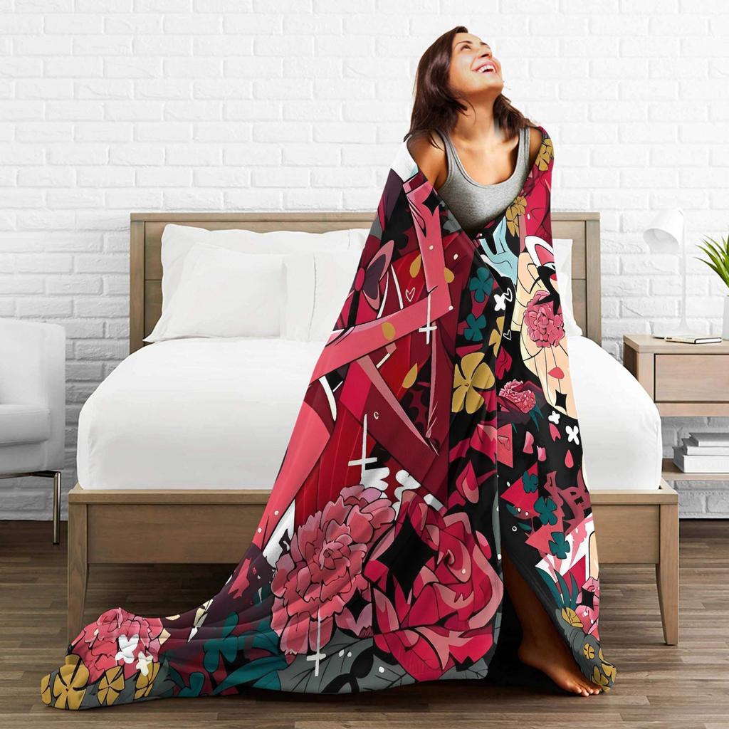 VOX H-Hazbin Hotel Alastor Game Blanket Warm Soft Graphic Plush Throw Blanket For Couch Chair Bedspread Bed Cover