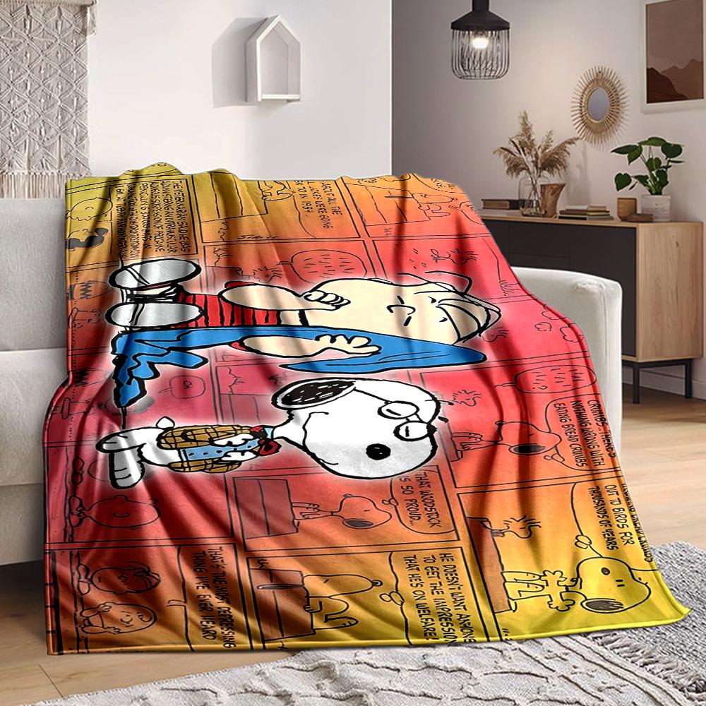 1Pc Snoopy'S Comic Adventure Flannel Blanket, Soft And Comfortable, Casual Warm, Camping Travel, Christmas, Halloween Xmas Gift S1795