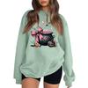 Women's Color Neck Long Sleeve Loose Fit Sweatshirt with Halloween Print