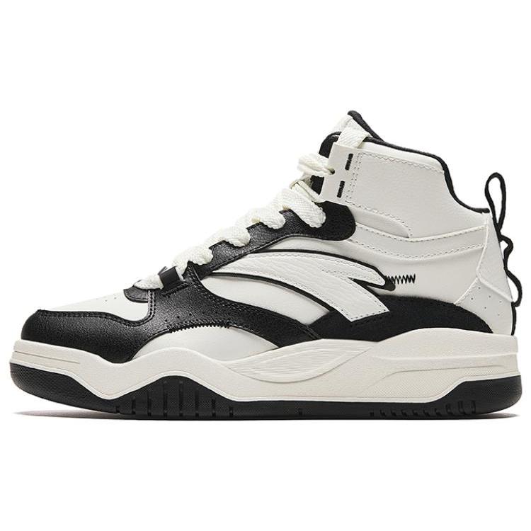 New Anta Wave Shoes Non slip Lightweight Mid Top Skateboard Shoes Women's Black White 922348088-2