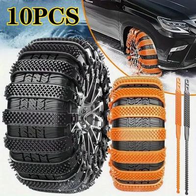 1-10PCS Emergency Anti-Slip Chain Tire Chain Set Wheel Tie Car Tire Belt Winter Anti-Slip Durable Universal Fit Auto Accessories
