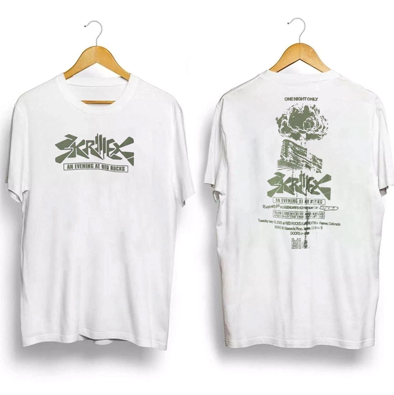 Skrillex Red Rocks 2025 T-shirt From The 5 Hour Show On May 13 Reprint Unisex T-Shirt XXL