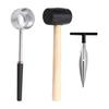Coconut Opener Tool Set Stainless Steel Coconut Meat Scraper Coconut Opener with Rubber Mallet Food Grade Portable Coconut Opening Tools