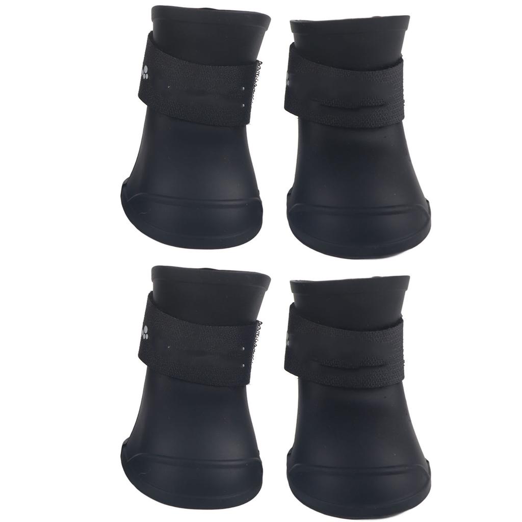 4 Stück Silikon Haustier Hund Niedlich Wasserdicht Stiefel Rutschfest Schützend Regenschuhe(L Schwarz)