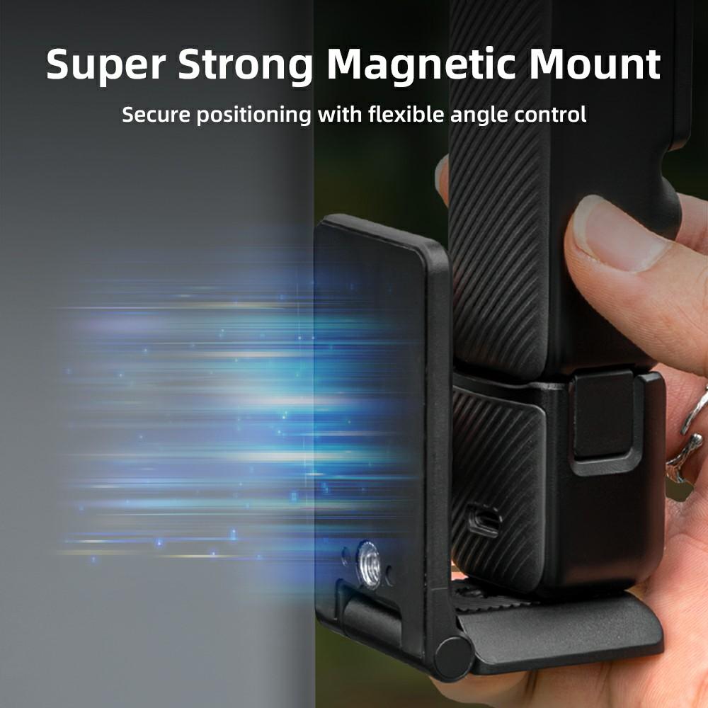 FLYMILE Action Camera Magnetic Foldable Mount Handle Grip Adjustable Angle Desktop Stand for Outdoor/Indoor