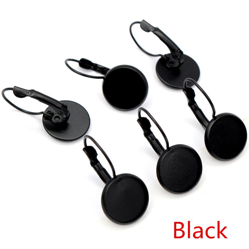 12mm 10pcs/Lot 13 Popular Colors Plated French Lever Back Earrings Blank/Base,Fit 12mm Glass Cabochons,Buttons;Earring Bezels