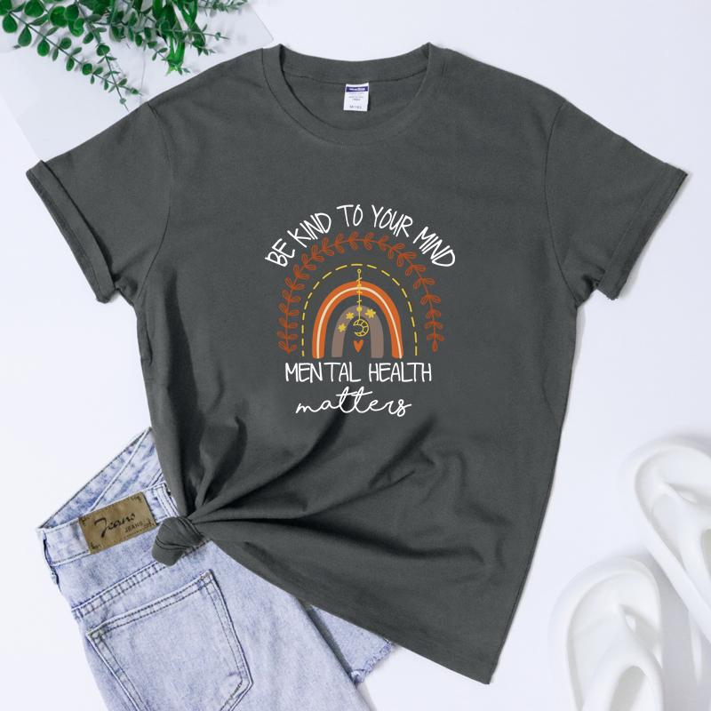 Be Kind To Your Mind Unisextal Health Matters Tshirt Vintage Unisex Boho Rainbow Self Love Tee Shirt Top