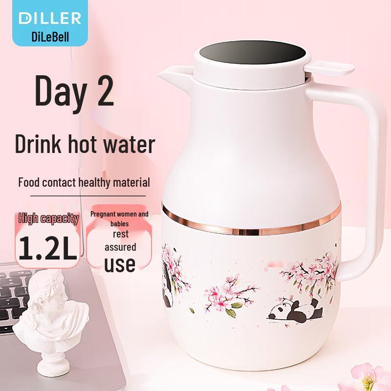 Dilebell 1.2L Cherry Blossom Panda Insulated Flask