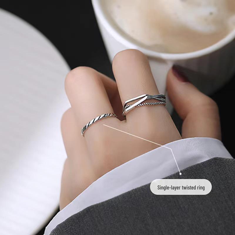 Women's Adjustable Minimalist Ring - Hong Kong Style, Elegant, High-End, Colorfast, Perfect for Index Finger