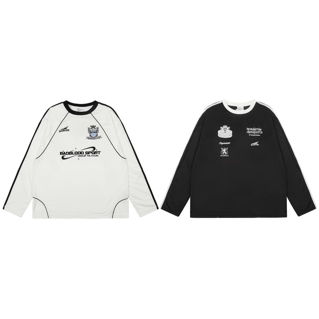Badblood Retro Korean-American Embroidered Mesh Long Sleeve Jersey