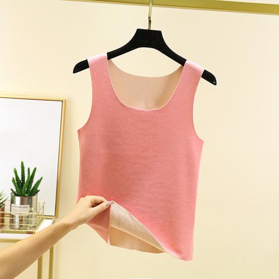 Autumn Winter DE Velvet Thermal Vest O-neck Sleeveless Tank Top Solid Color Seamless Warm Underwear Bottoming Tops
