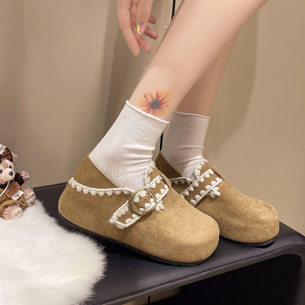 High-value Bag Head Single Shoes for Women, Fashionable and Versatile and Comfortable Thick-soled Lazy Single Shoes for Women 2025 Autumn and Win