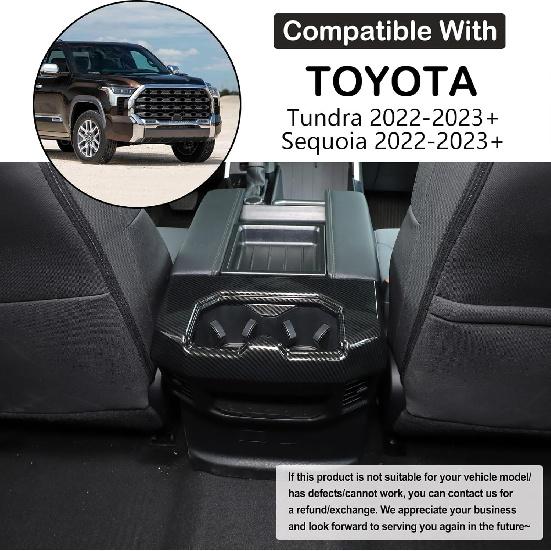 Aunginsy Car Rear Seat Central Armrest Cup Holder Cup Trim Frame Cover Compatible with Toyota Tundra/Sequoia 2022-2025 Car Back Center Console Water