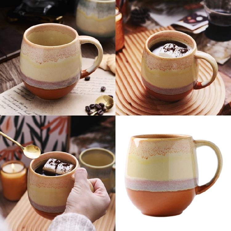 Heat Resistant Vintage Ceramics Coffee Cup with Comfort Handle Gradients Mug For Office Use Morning Brews Afternoon Teas