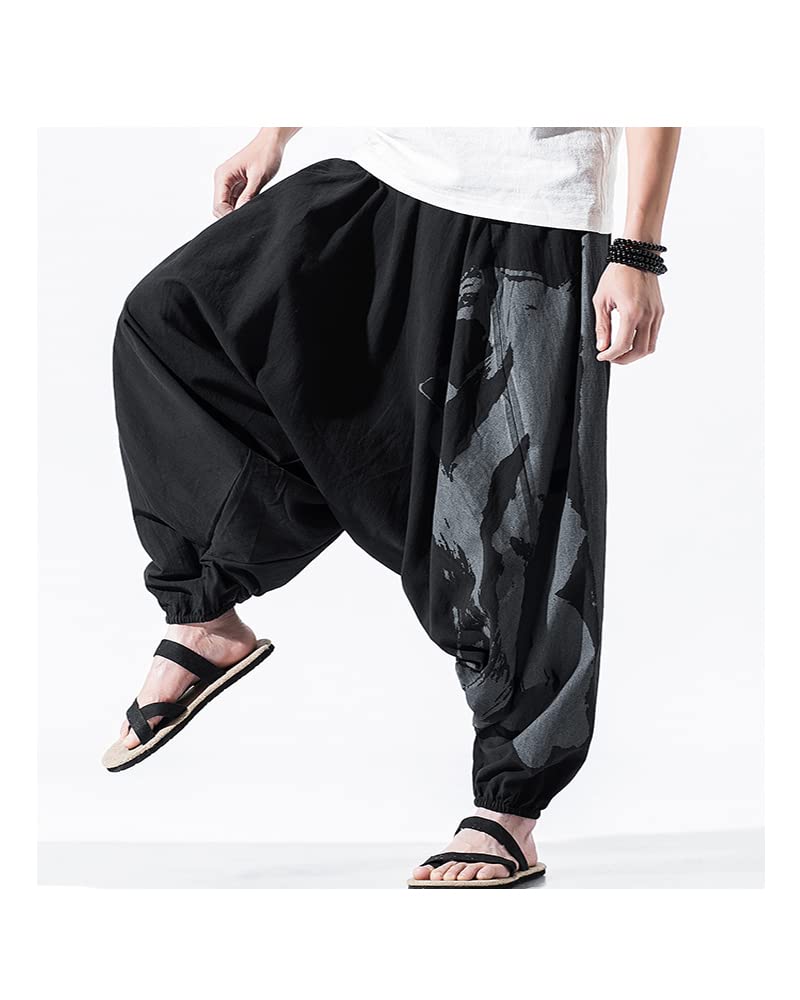 Aladdin sarouel gaucho larg vară elastic relaxant XL [foveitaa] pantaloni, pantaloni, pantaloni, pantaloni, haine pentru bărbați, mari, supradimensionați, in, pantaloni,