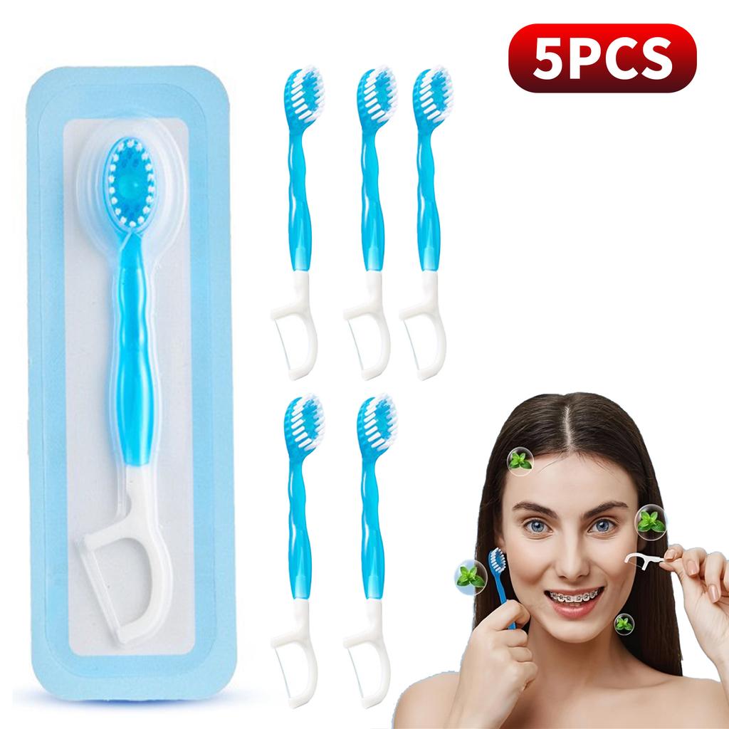 Mint flavored bead toothbrush, deeply cleanses the mouth, five in one mini brush, suitable for convenient travel and travel