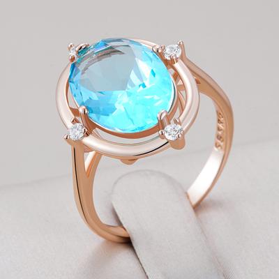 Einfache Romantische Blaue Natürliche Zirkon Braut Eheringe Luxus Roségold Farbe Täglicher Feinschmuck Frauen Zum Geschenk
