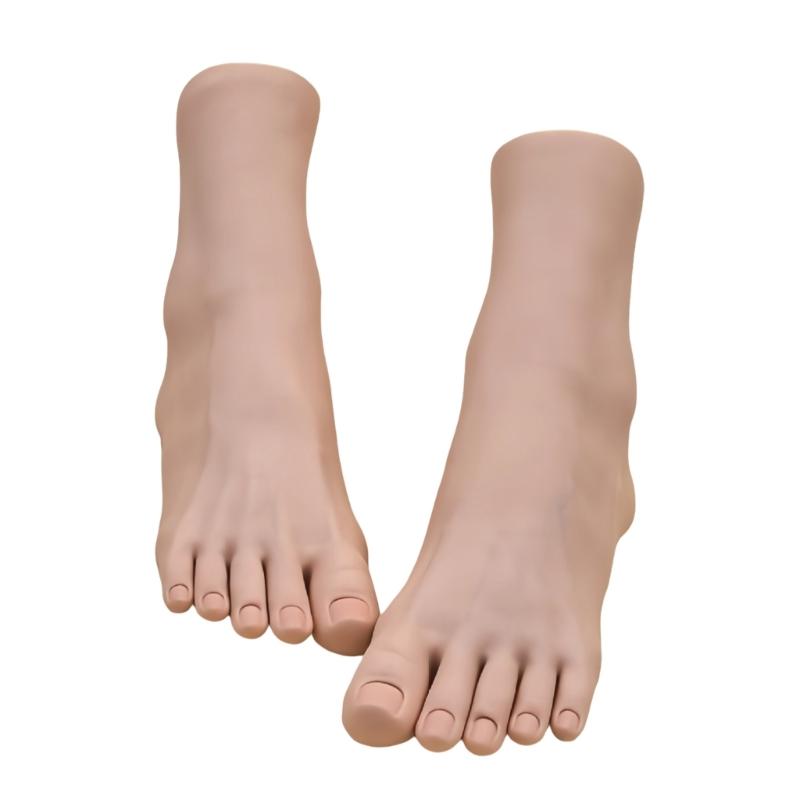 

Набор из 2 реалистичных моделей стоп из ТПЭ для практики нейл-арта, демонстрации обуви, обучения и фотосъемки ювелирных изделий 1