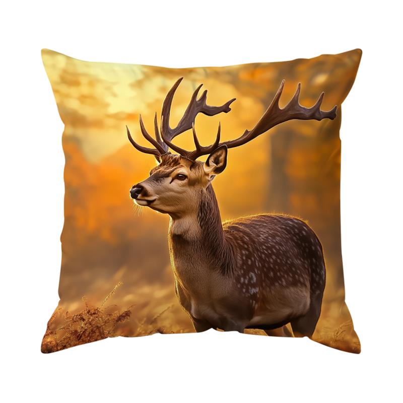 Cuscini Cervo di Foresta Federa Stampata Poliestere 45x45cm Copricuscino Decorativo per Divano Federa per Cuscino Decorazione Casa