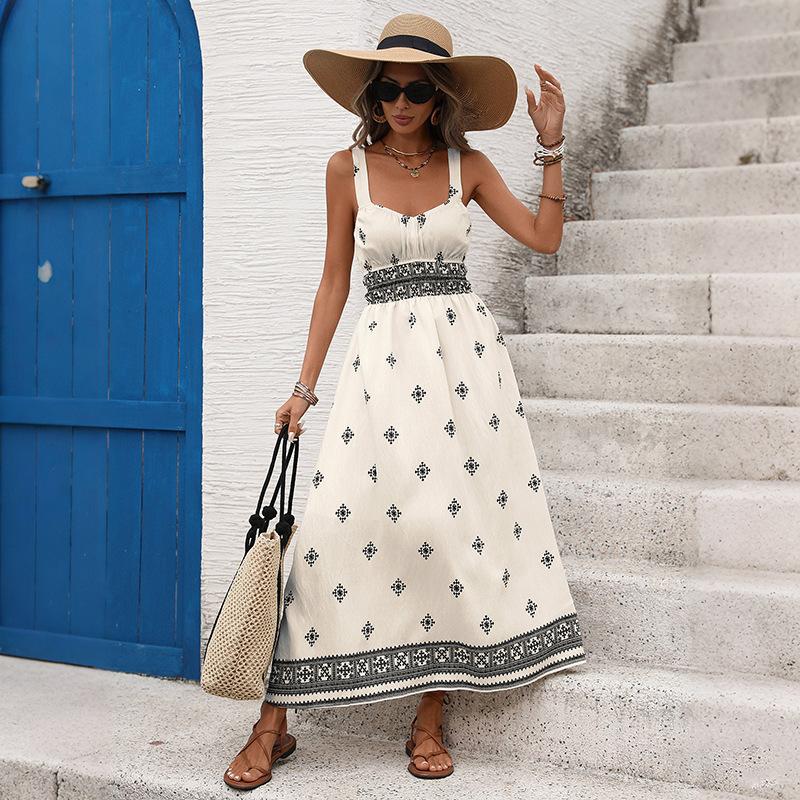 

Boho Graphic Print Sleeveless Maxi Dress Summer Beach Dresses for Women Loose Fit Casual Vacation Outfit S