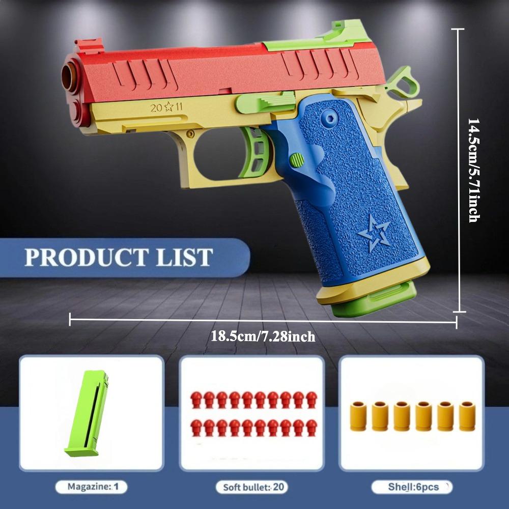 G172011 Shell Throwing Continuous Firing Airsoft Blowback Empty Hanging Toy Gun Soft Bullet Launcher for Children Birthday Gift