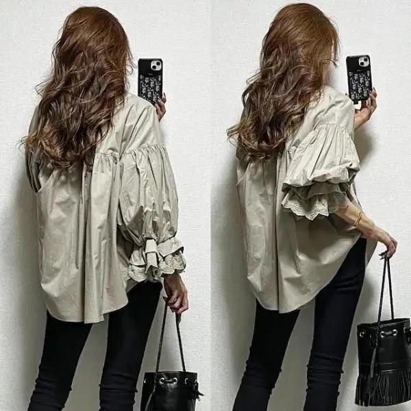 Frühlings- & Herbstspitze gespleißtes Slim-Träger-Design Lockeres Sonnenschutz-Langarm-Damenhemd