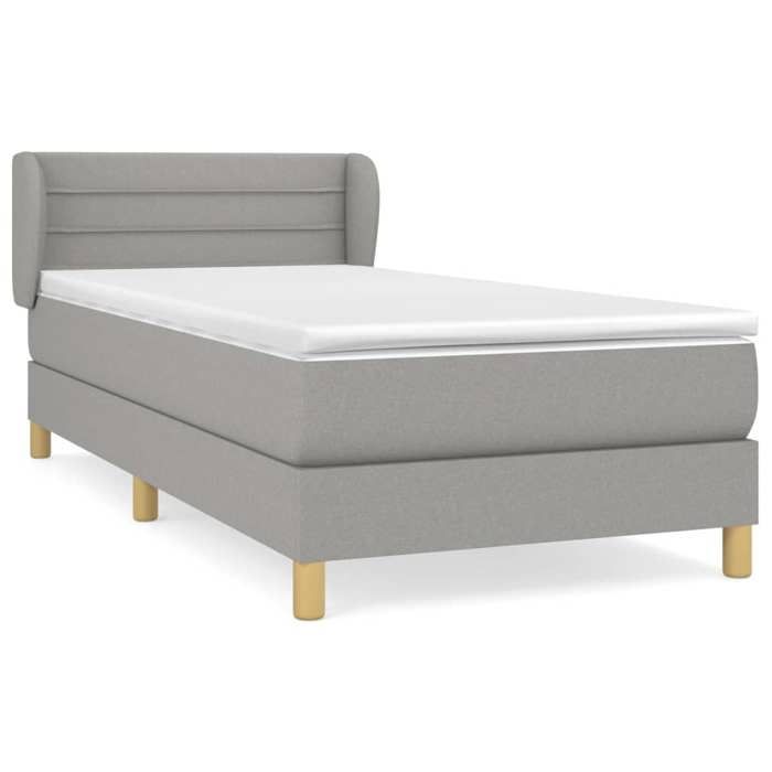 Maison Exclusive - Sommier à lattes de lit avec matelas Gris clair 100x200cm Tissu