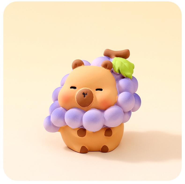 8pcsSet Simulation Fruit Capybara Figure Toy Mini Figurine Desktop Decoration Model Ornaments Toys Garden Home Desk Decor