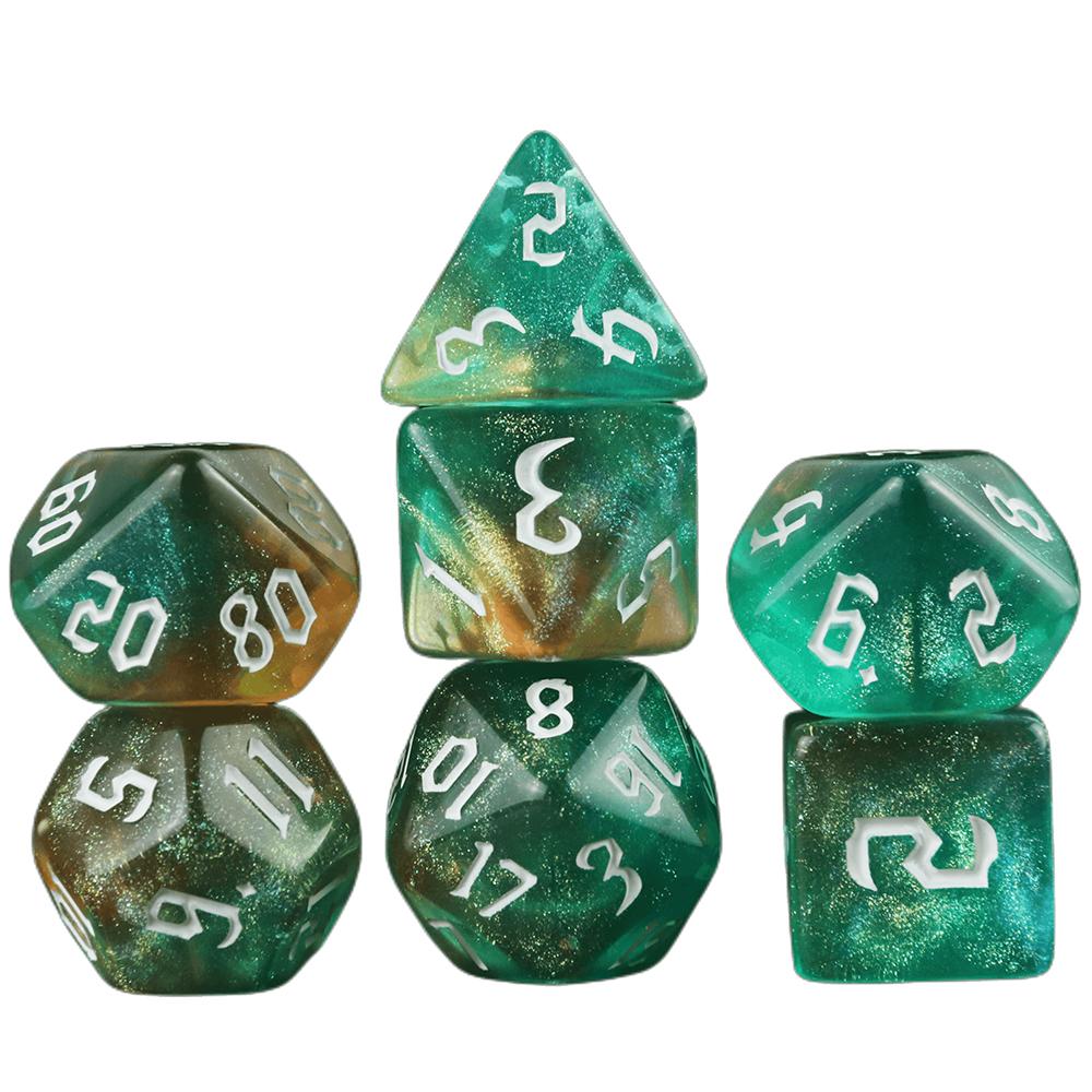 7pcs Game Dice Set Glitter Colored Polyhedral Dice D4-D20 with Tube for Table Game, Gaming Gift