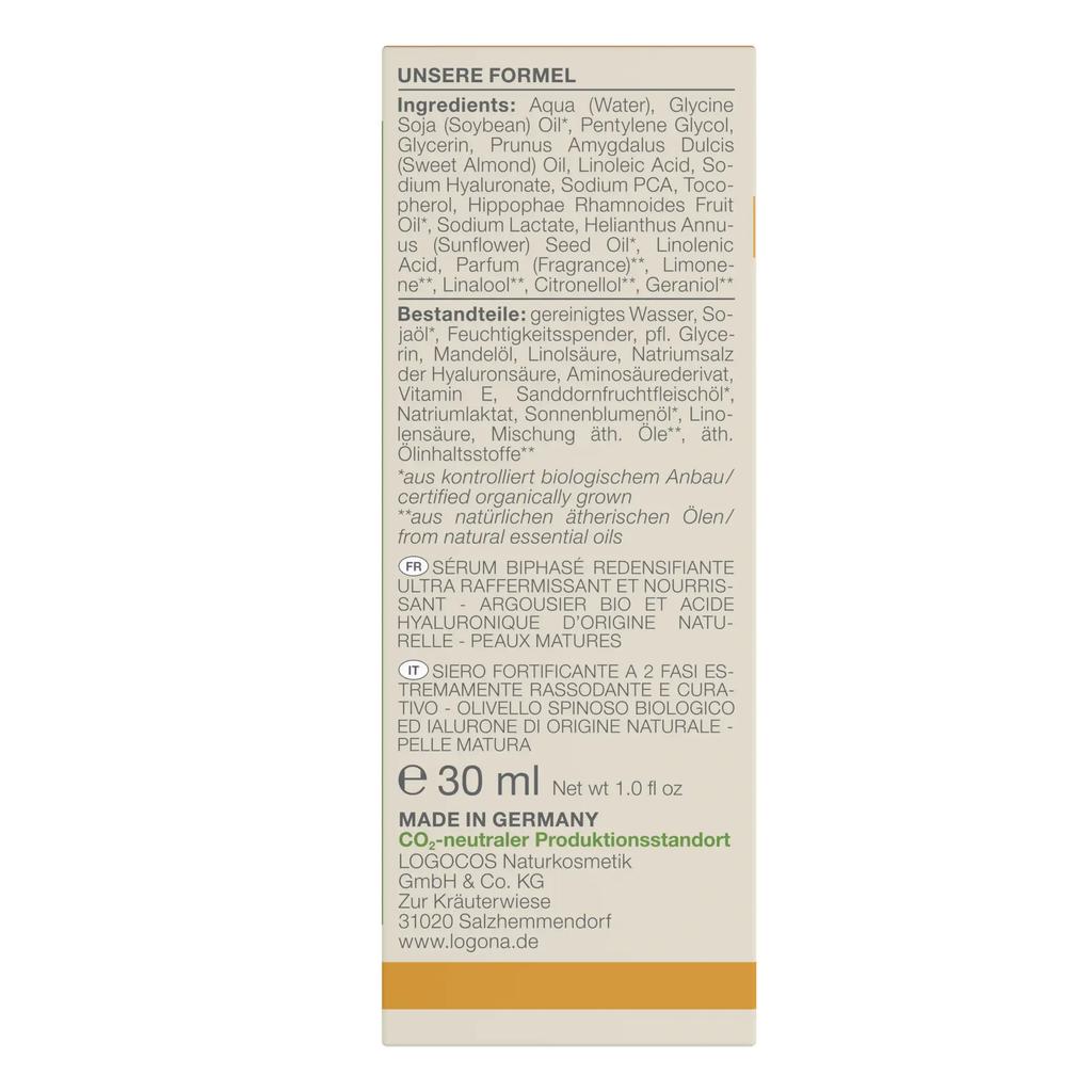 BIO-Face Serum Against Wrinkles Lifting with Sea Buckthorn and Hyaluronic Acid Logona 30 Ml